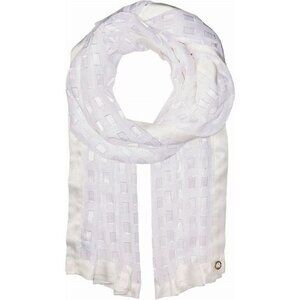 CALVIN KLEIN Satin Border Striped Metallic Scarf White